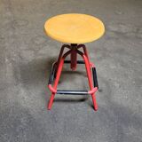 Red stool with industrial vintage screw 80s
