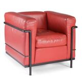 LE CORBUSIER AND PIERRE JEANNERET: "LC2" armchair in red leather