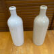 Paire ancienne bouteille mkm grès émaillé beige + blanc cuisine vintag