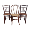 Trio de chaises en bois courbé et cannage anciennes