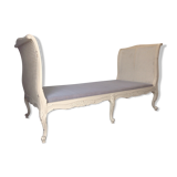 Carved wooden bench and caning bed