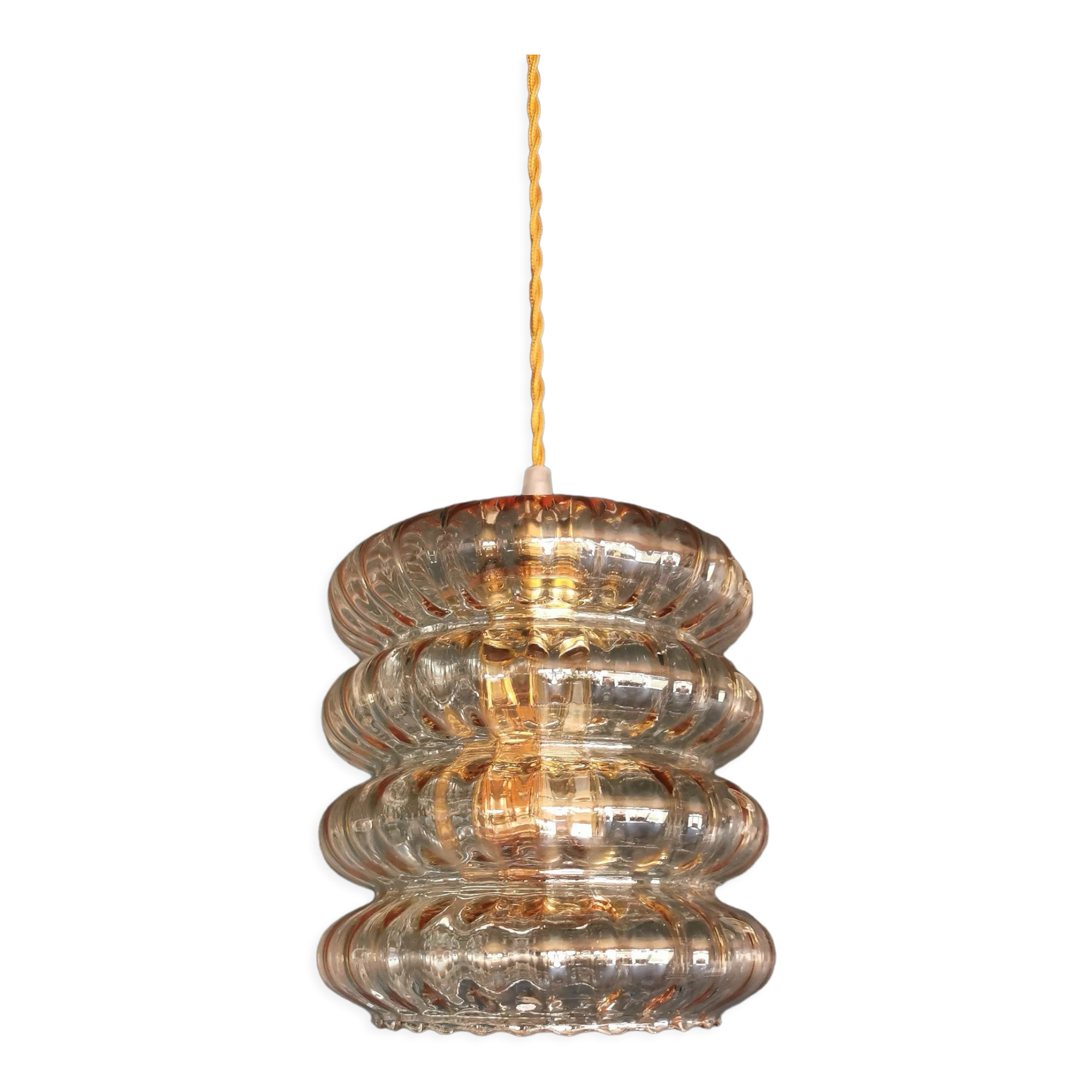 Pendant light 60s golden amber glass
