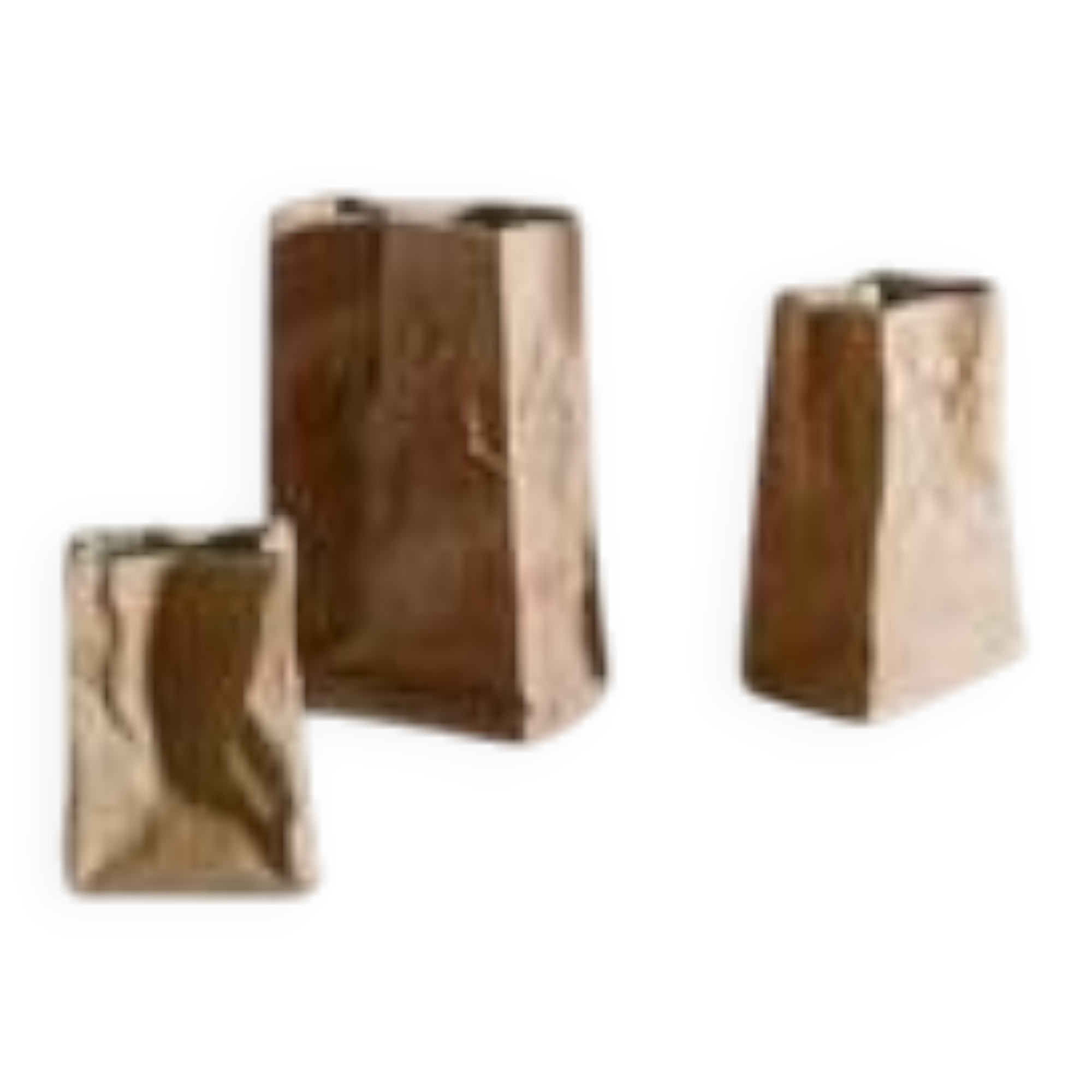 Set of Three Finnish Mid Century Tapio Wirkkala "Paper Bag" Vases, 1970s