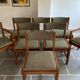 Set 6 chairs and 2 vintage Scandinavian teak and tweed chairs