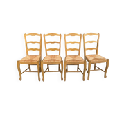 Lot de 4 chaises en hêtre massif et paille — Interior's (Style Rustique Chi