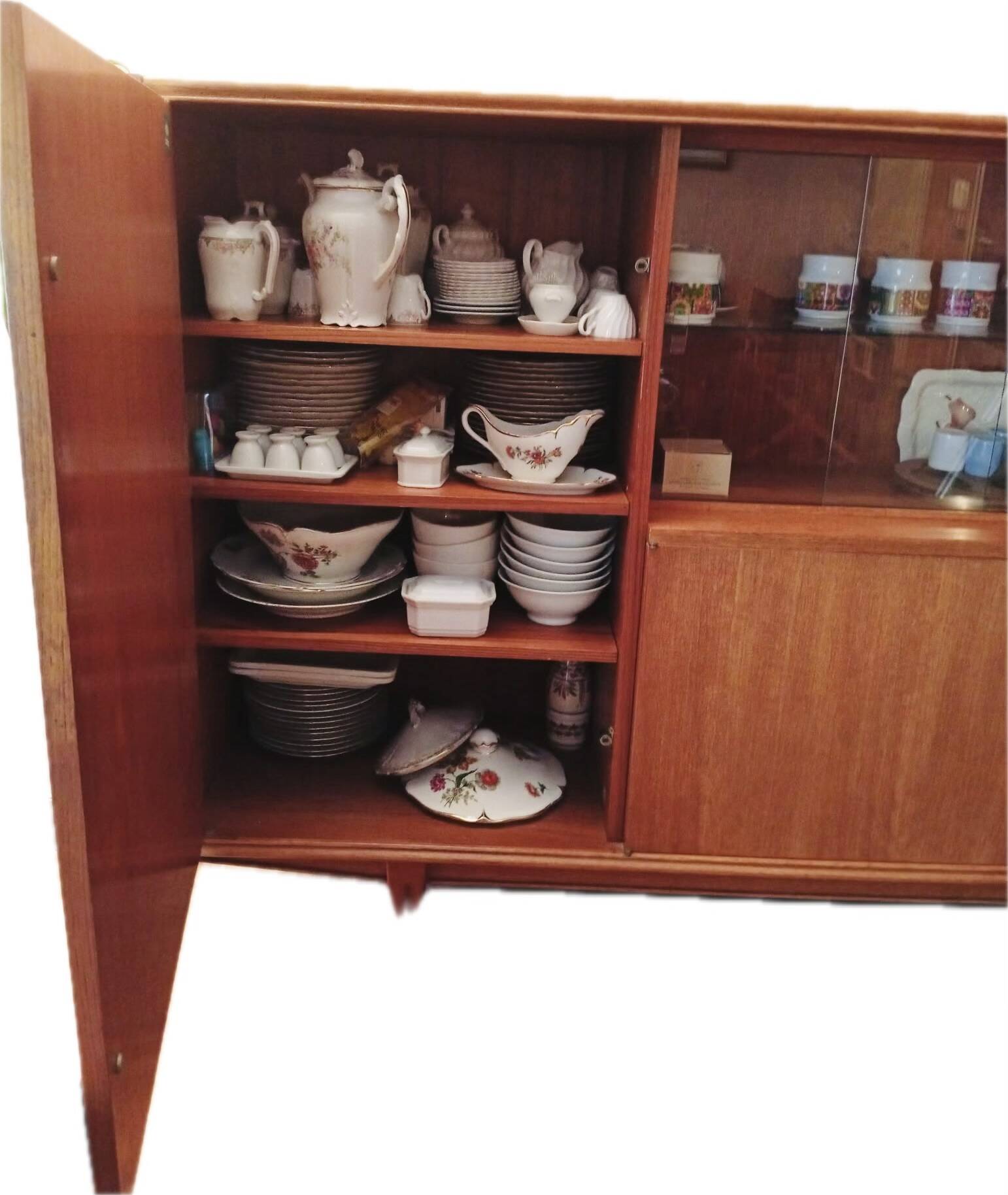 High teak enfilade from 1965 - Dimensions: L250 H130 D44
