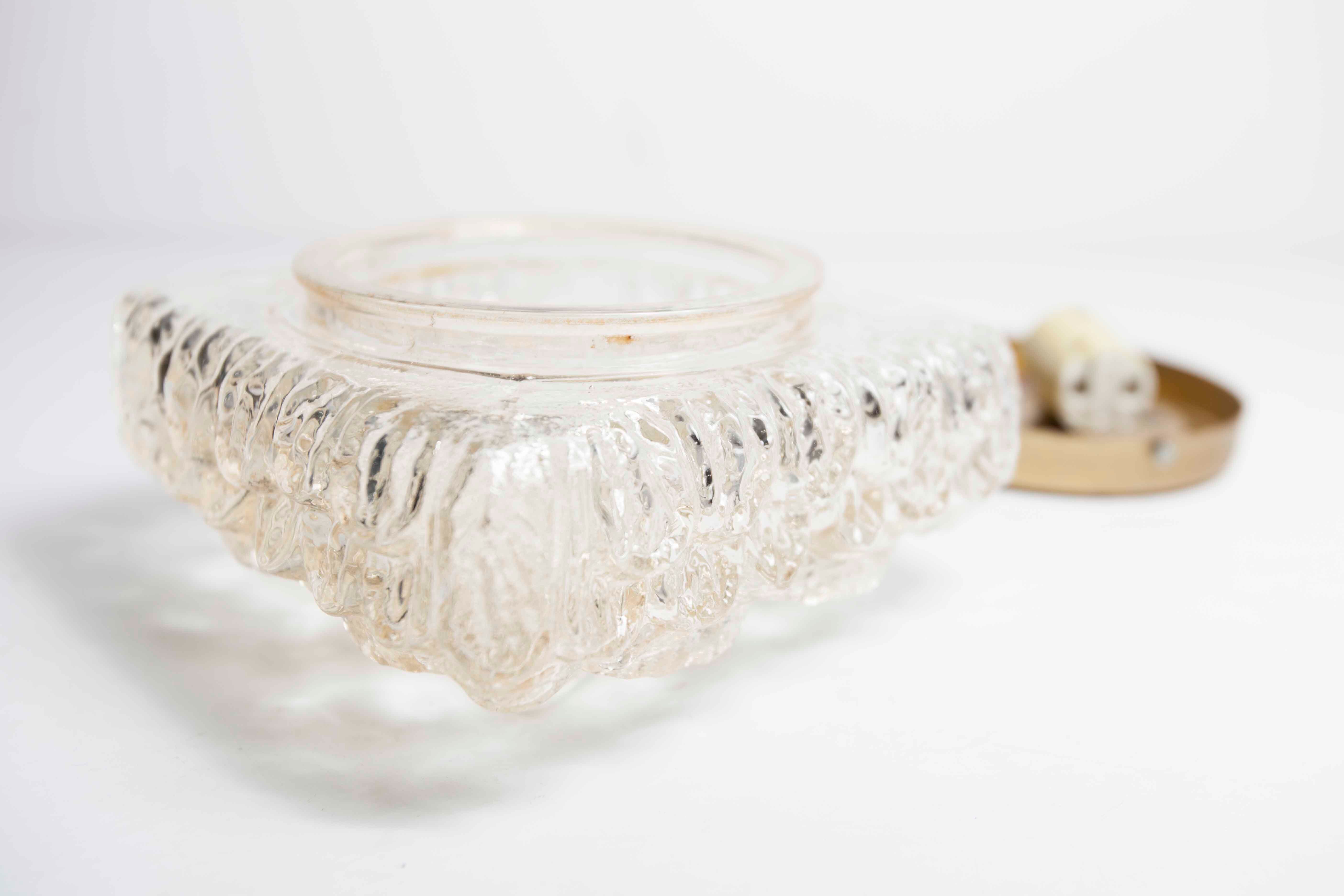 Gold floral glass ceiling light 1960