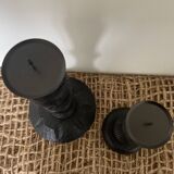 Black wooden candlesticks