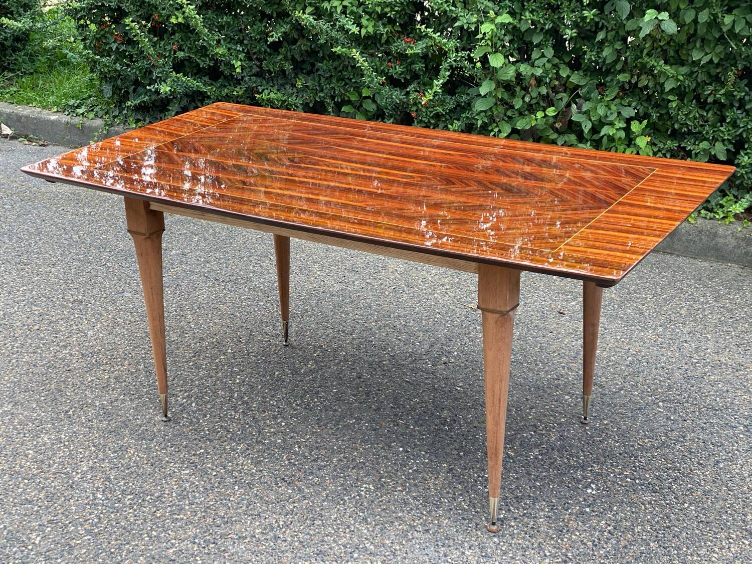 Table à manger scandinave extensible vintage palissandre rénovée en bois massif brut