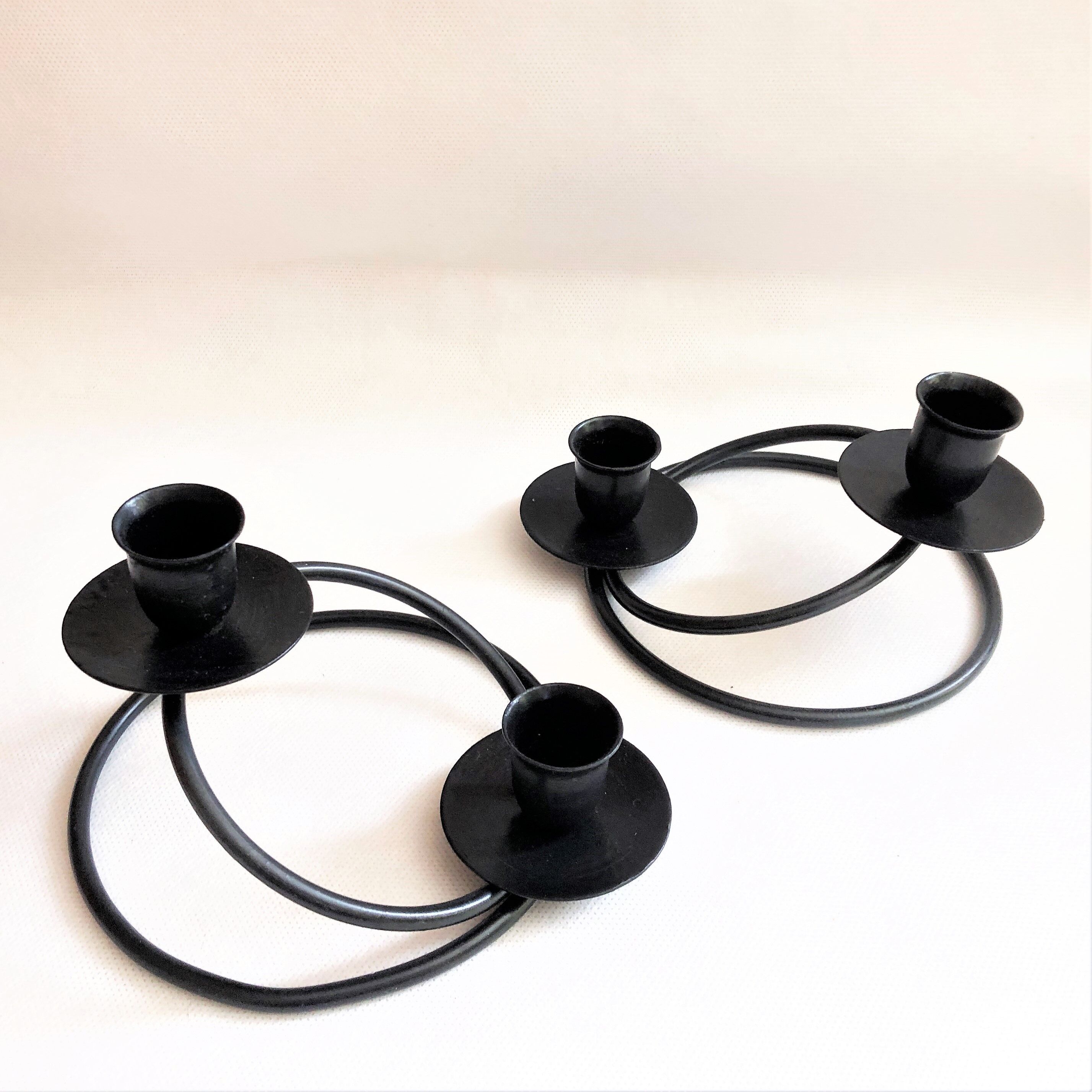 Pair of candlesticks candlesticks black wrought iron