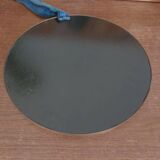 Miroir rond vintage en velours bleu et doré