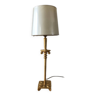 Fondica & nicolas de wael modernist lamp in gilt bronze signed