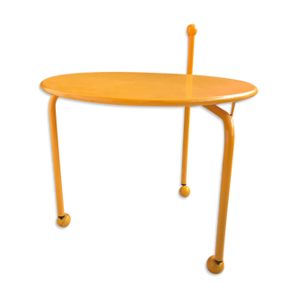 Rolling and folding table by Tord Bjorklund for Ikea, 1980s yellow laqué