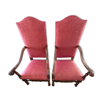 Louis XIII style armchairs made in Alsace 19th century