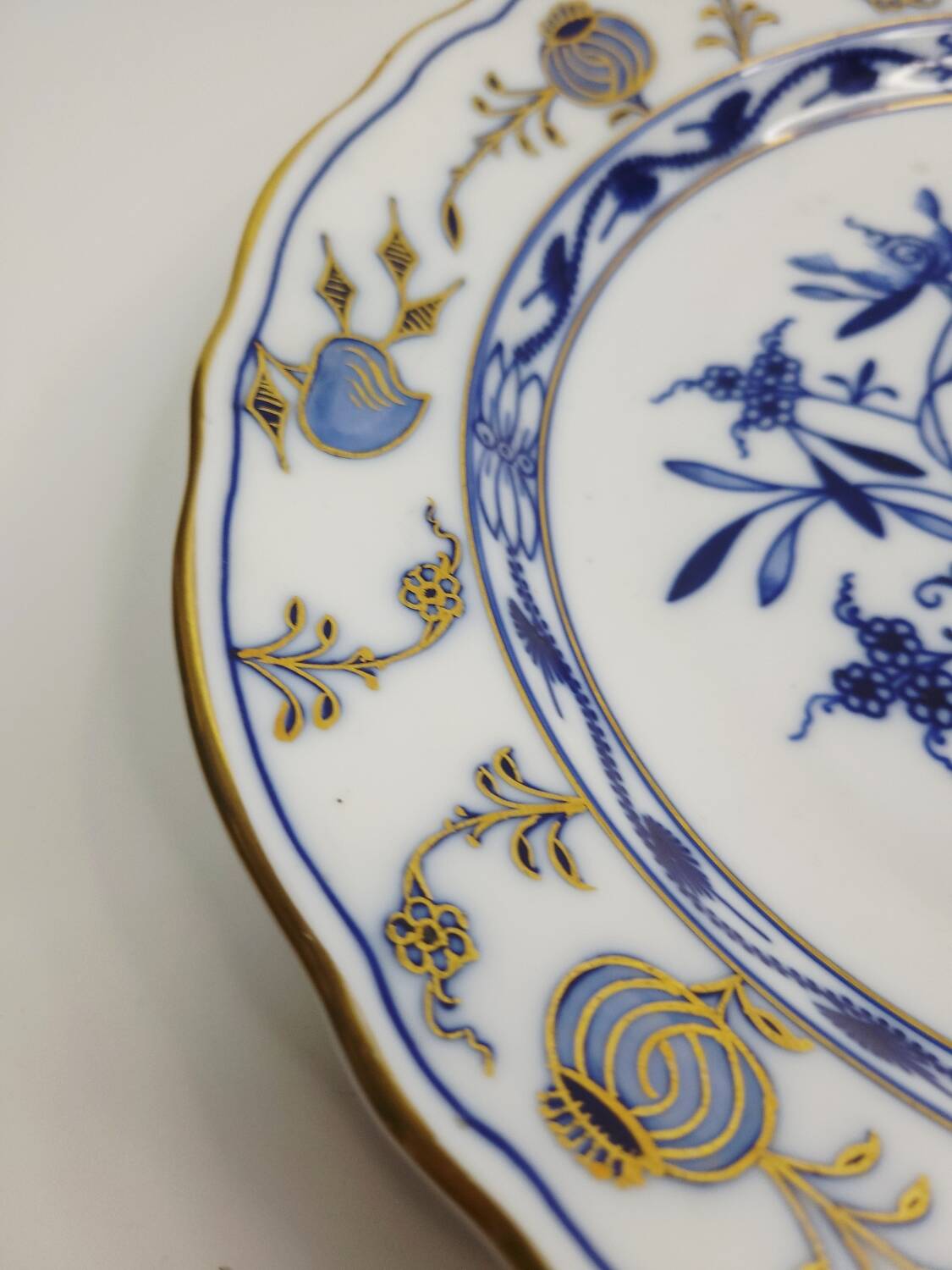 Antique Meissen porcelain plate – blue and gold decoration