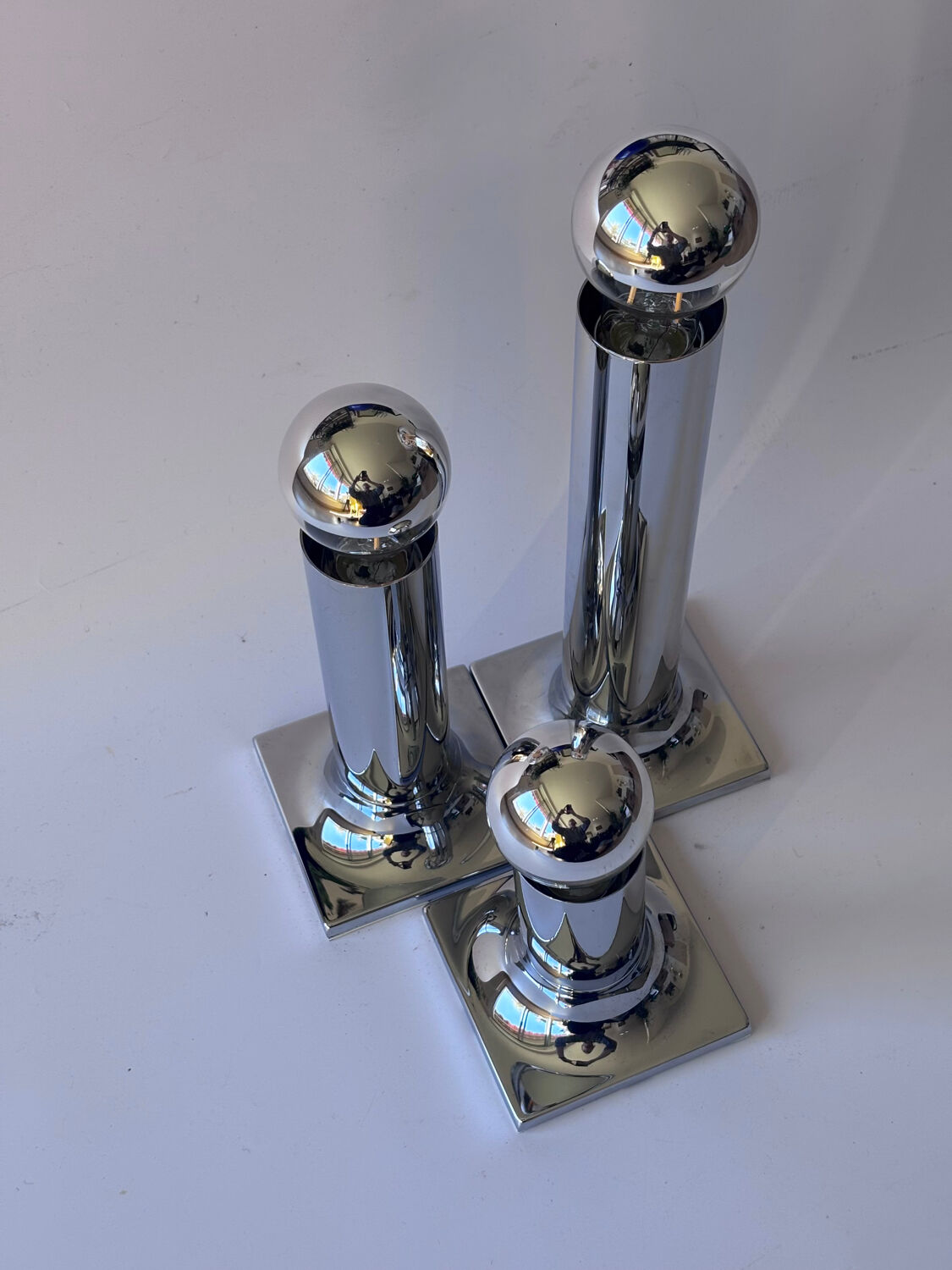 Space Age ceiling lights in chrome by Rolf Krüger for Staff Leuchten, A