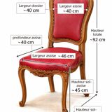Set of Louis XV Cabriolet Chairs – Carved Wood & Bordeaux Leather
