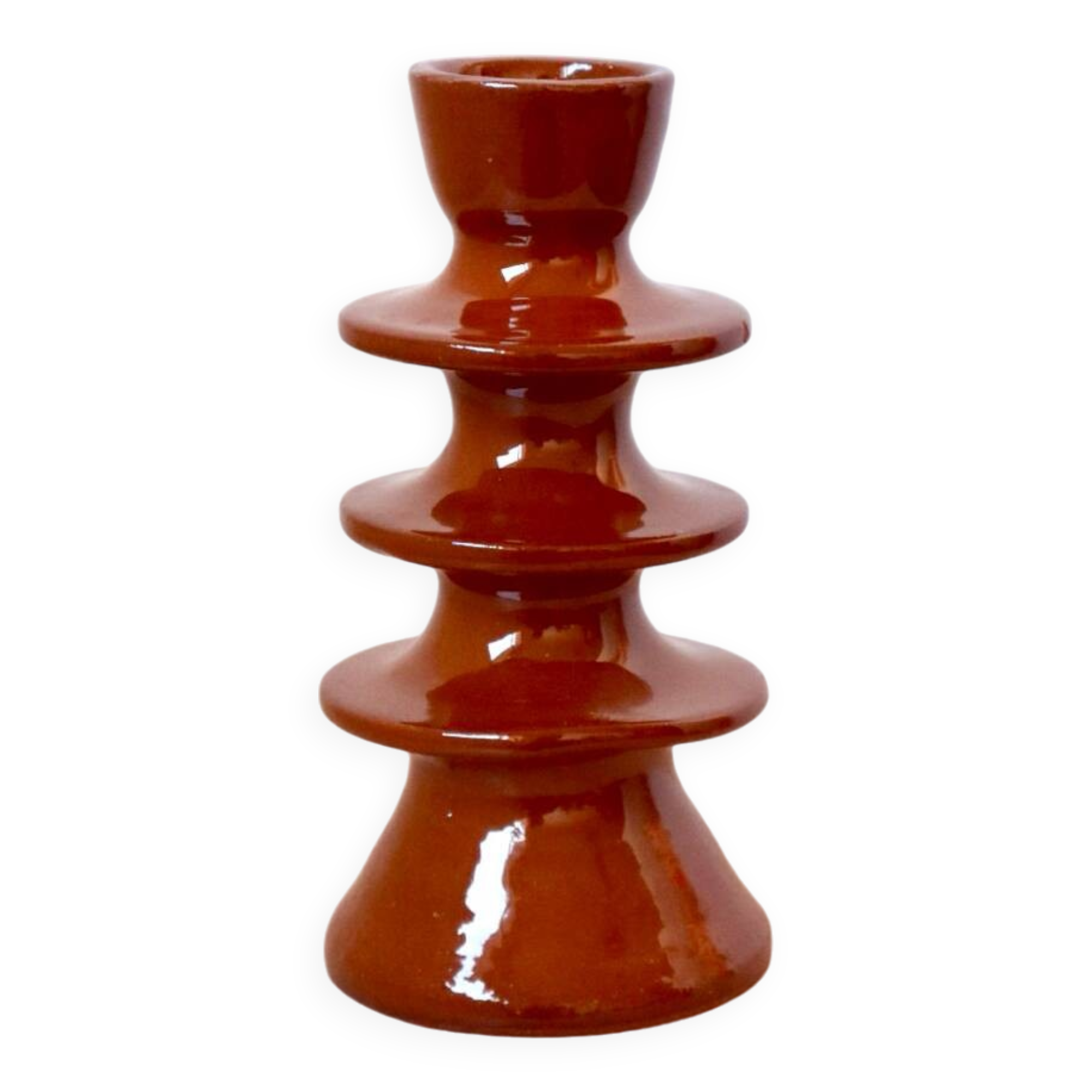 Large Modern Brown Ceramic Colorful Candle Holder