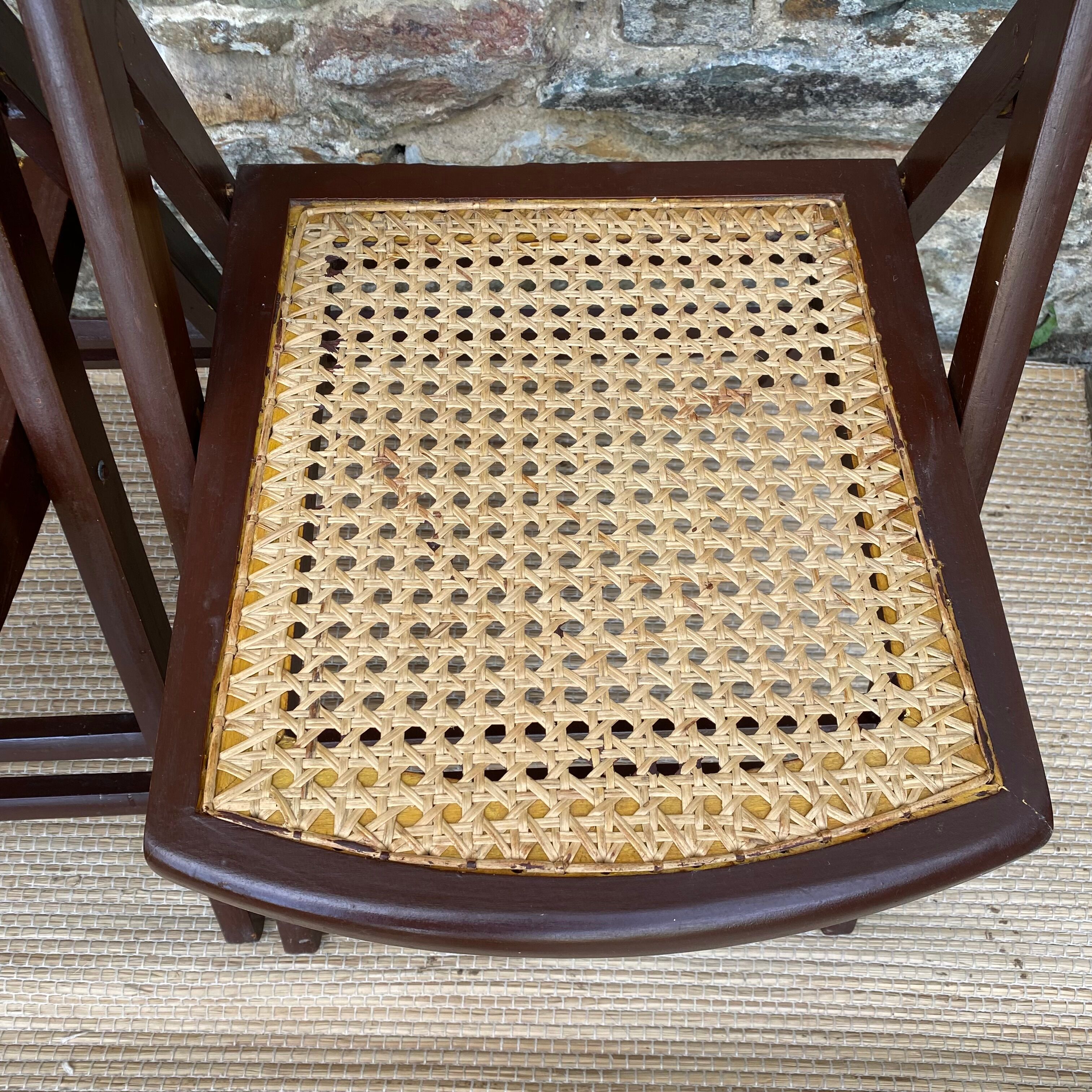 Vintage folding chairs wood and canning