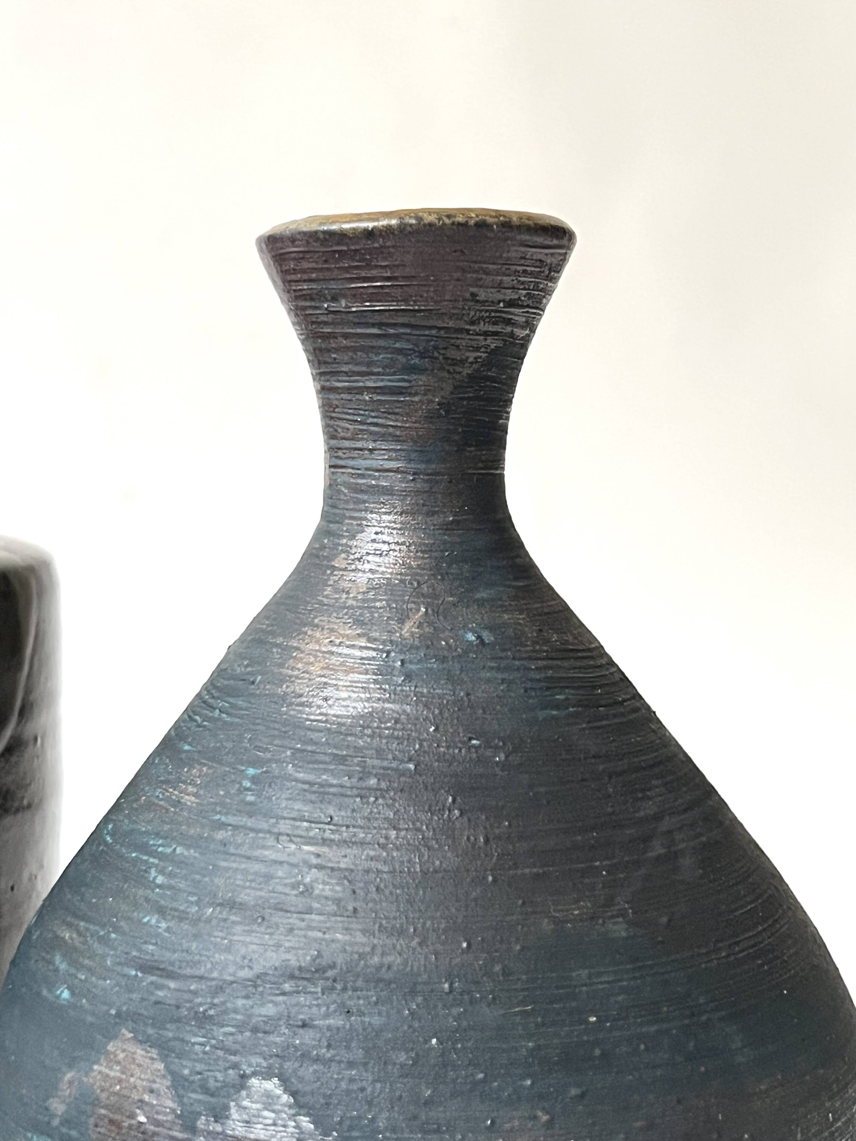 Handcrafted and signed stoneware vase, ceramic, circa 1970