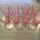 Set of 8 pink water glasses