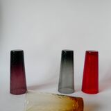 set of 4 colored and textured Long Drink glasses Design 1970