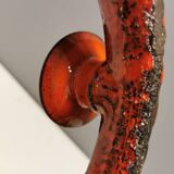 Candle holder in red ceramic, Danish from the 70s, perfect as an Advent candle holder for Christmas