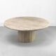 Table basse circulaire vintage en travertin, années 1970