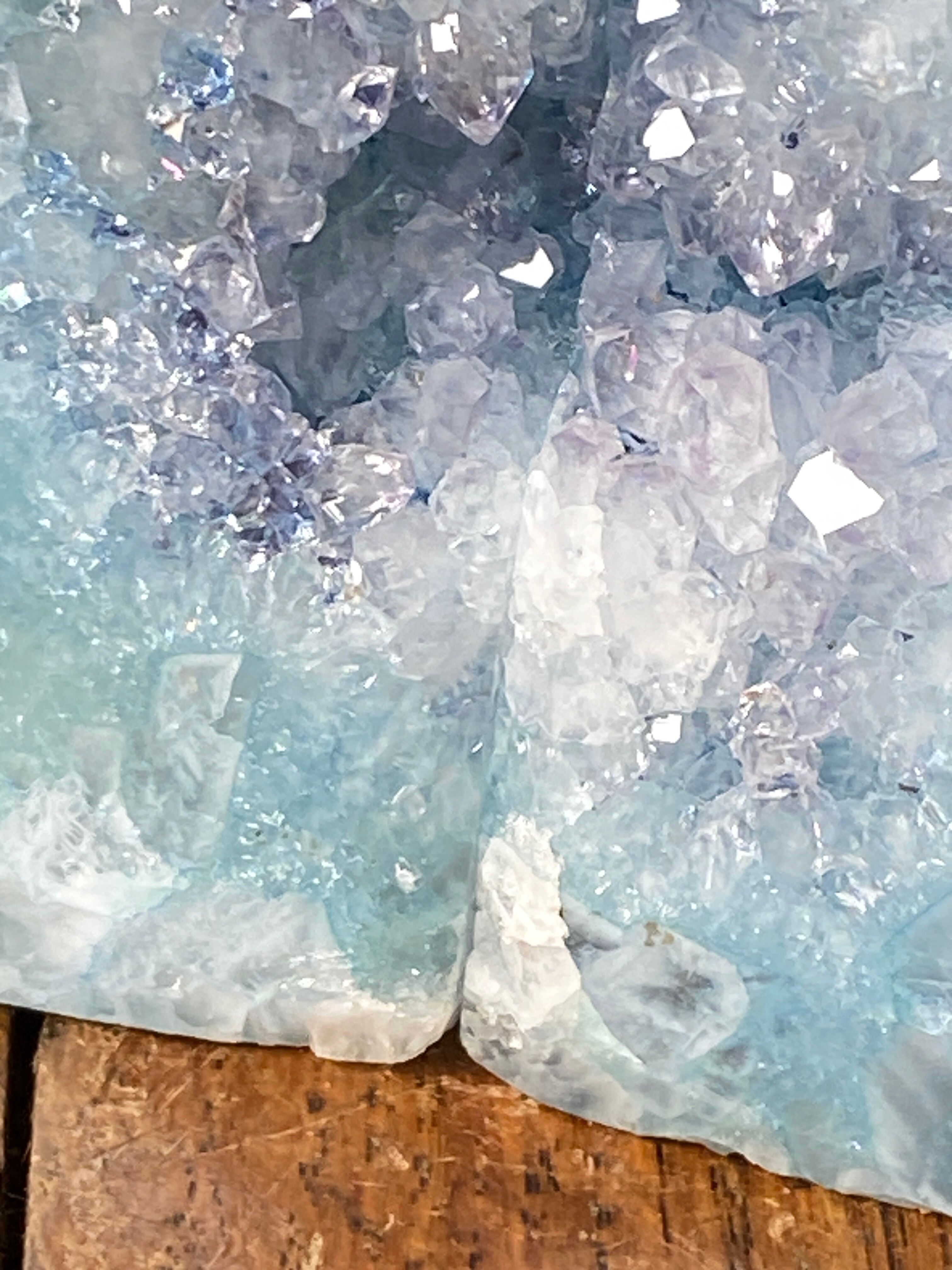 Serre-livre, géode, agate bleue