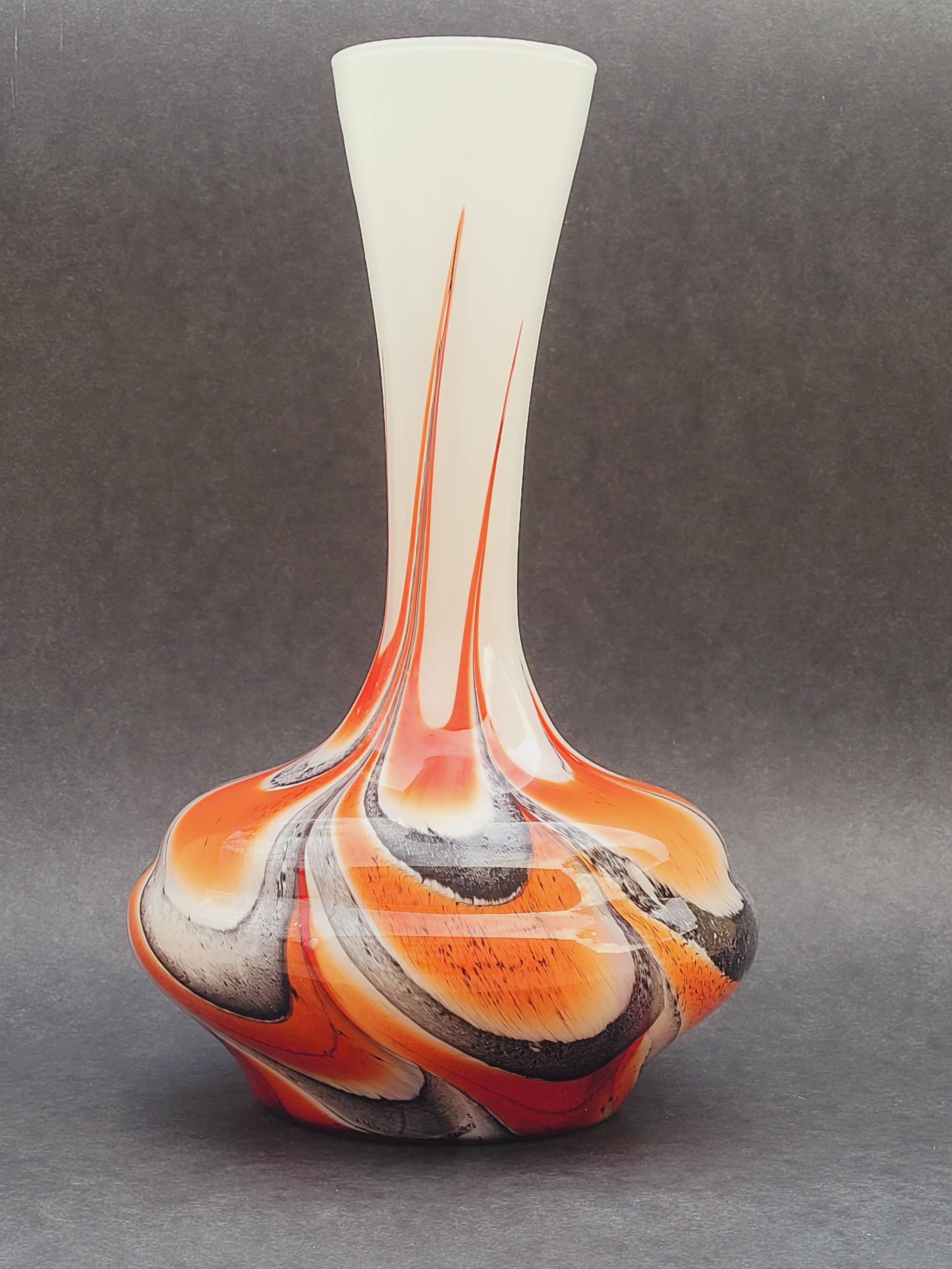 Vase Italy by Carlo Moretti 1970 opaline orange black