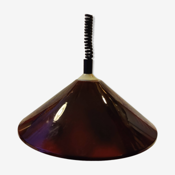 Vintage Italian pendant lamp with variable height lacquered in tortoiseshell style