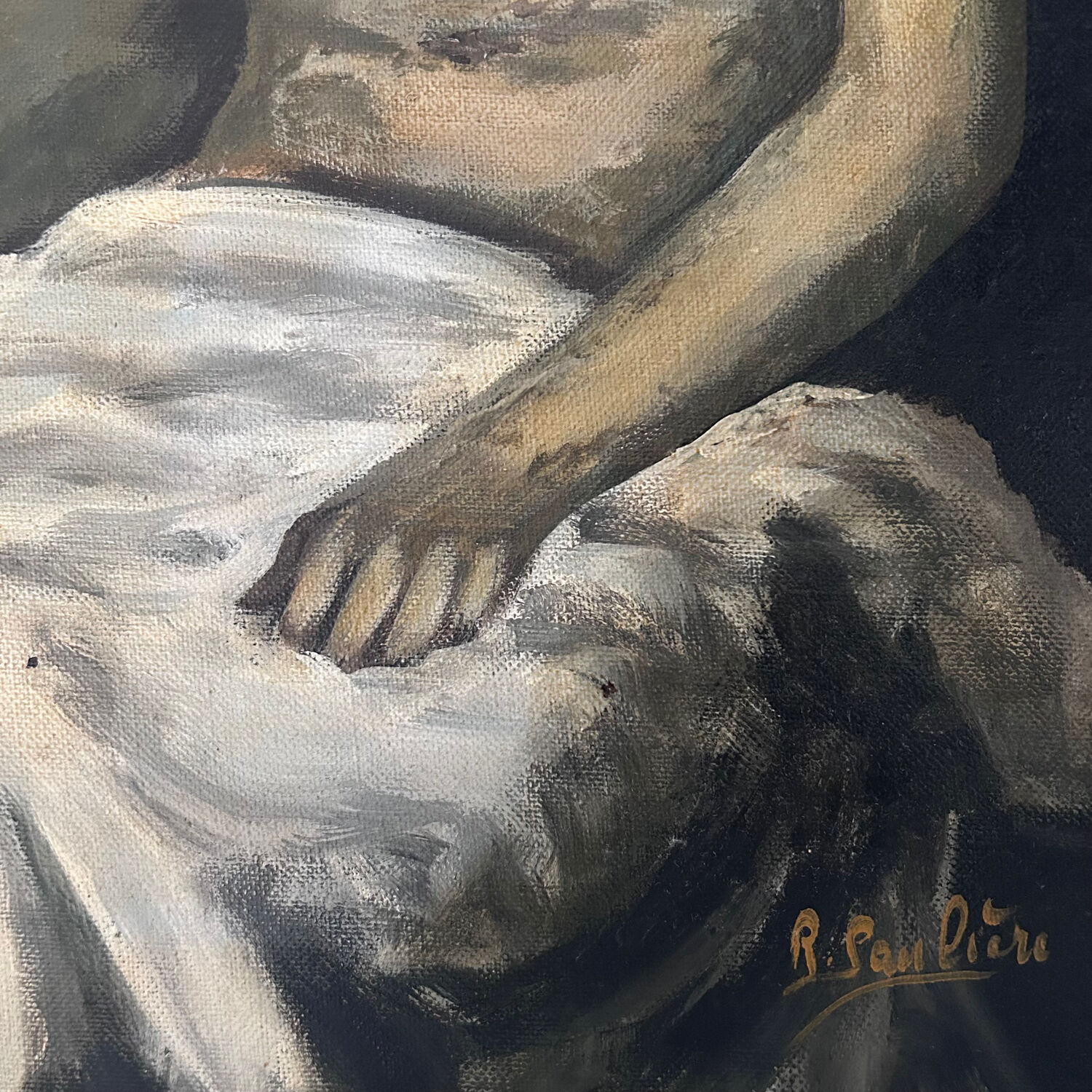 Brown female table signed R. Pauliere