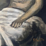 Brown female table signed R. Pauliere