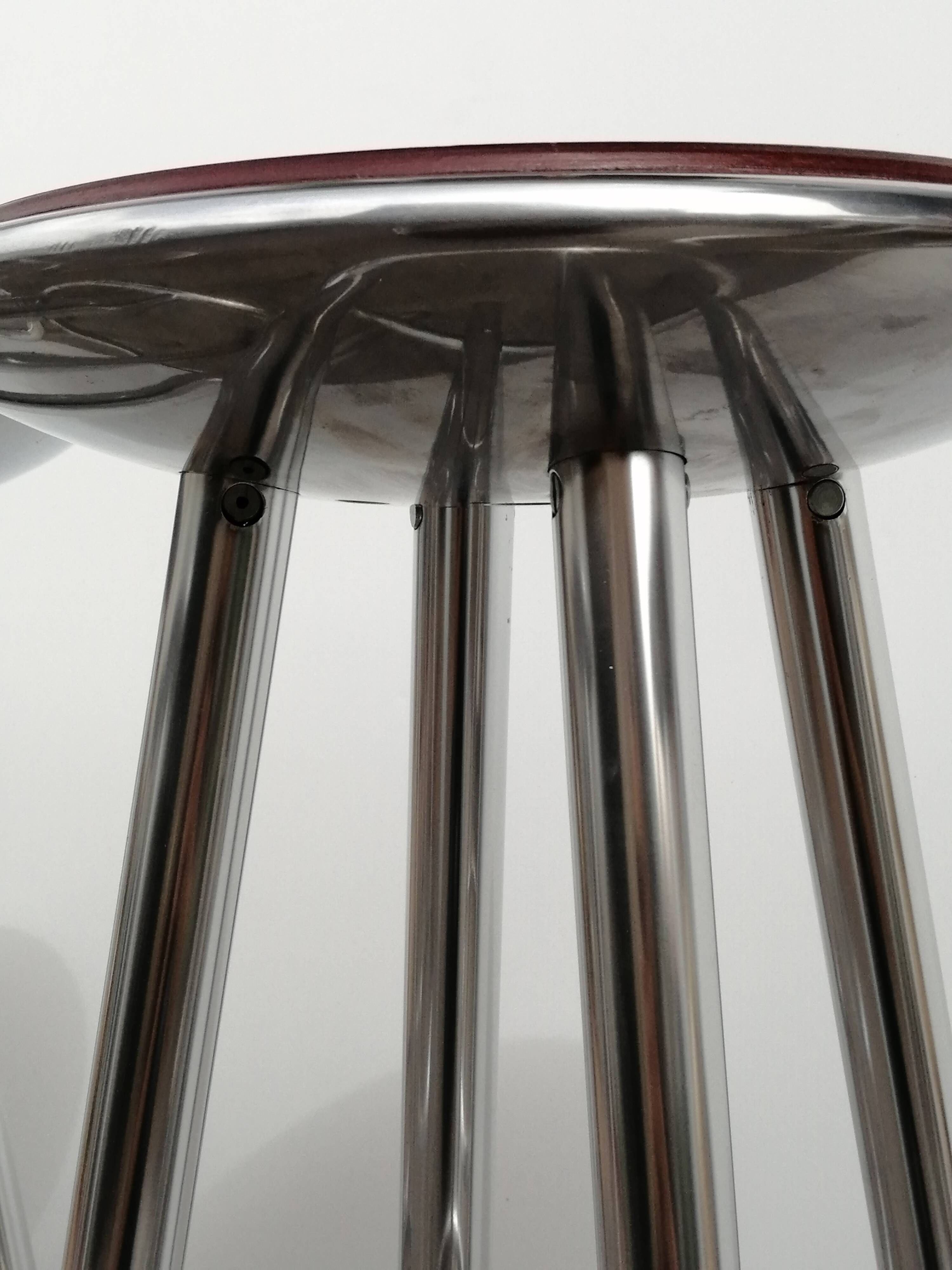 Set of 6 aluminum and wood bar stools in the Amat-3 style for Knoll, vintage 1990