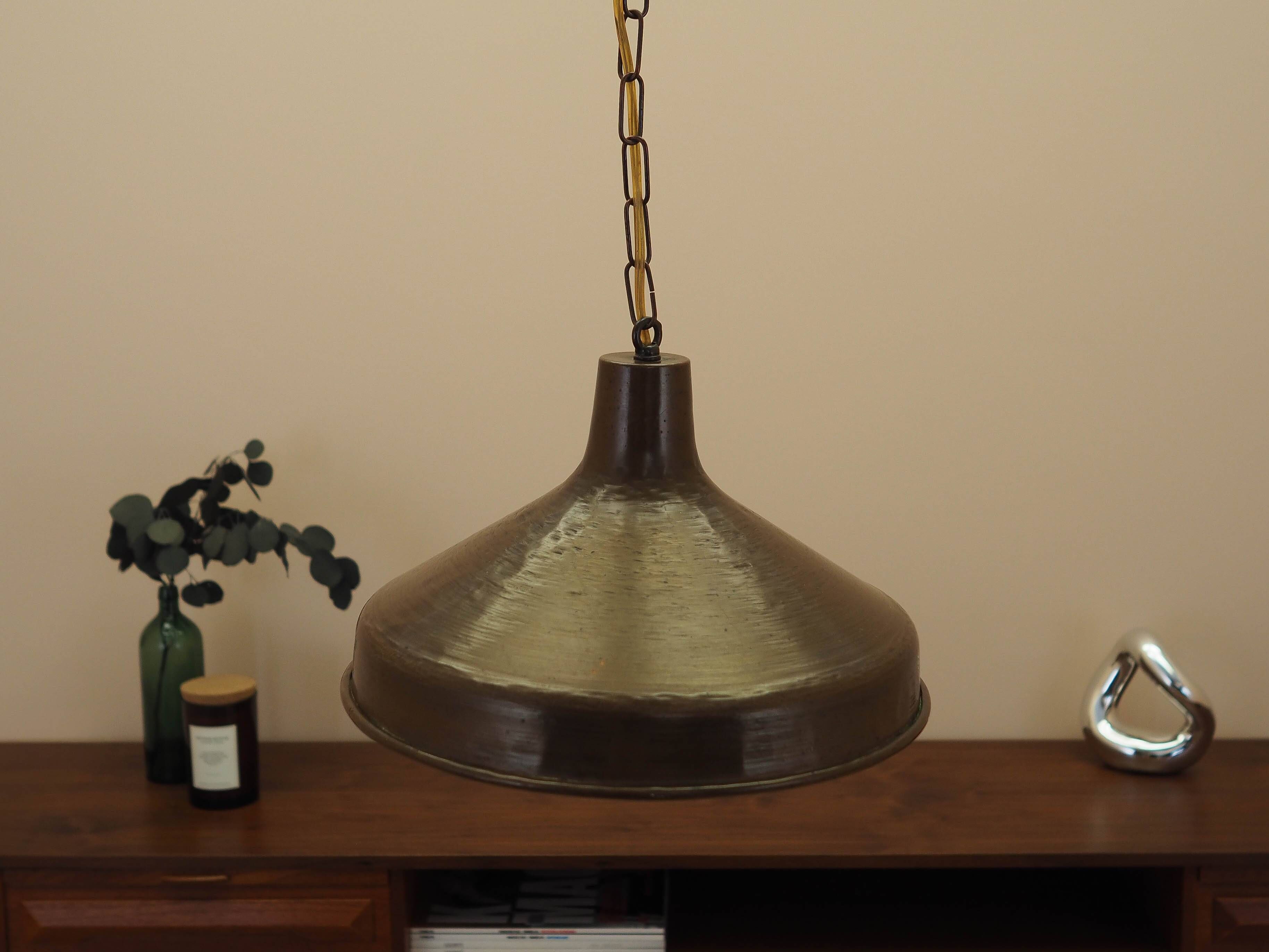 Brass pendant lamp from Denmark, industrial style, 1960s