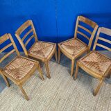 4 chairs of the Monobloc brand around 1950. Color mulching