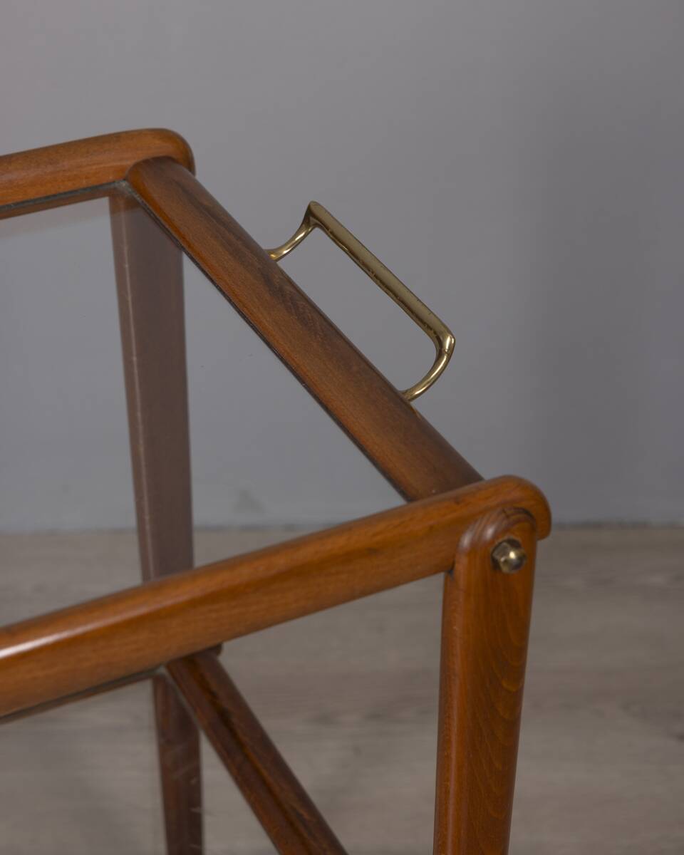 VINTAGE 1960S FOOD TROLLEY IN WOOD AND GLASS, ITALIAN DESIGN
