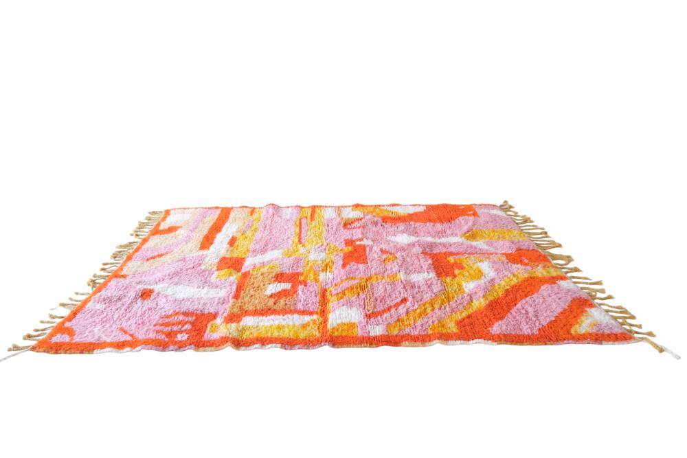 Boujad. tapis marocain rose et orange, 192 x 280 cm
