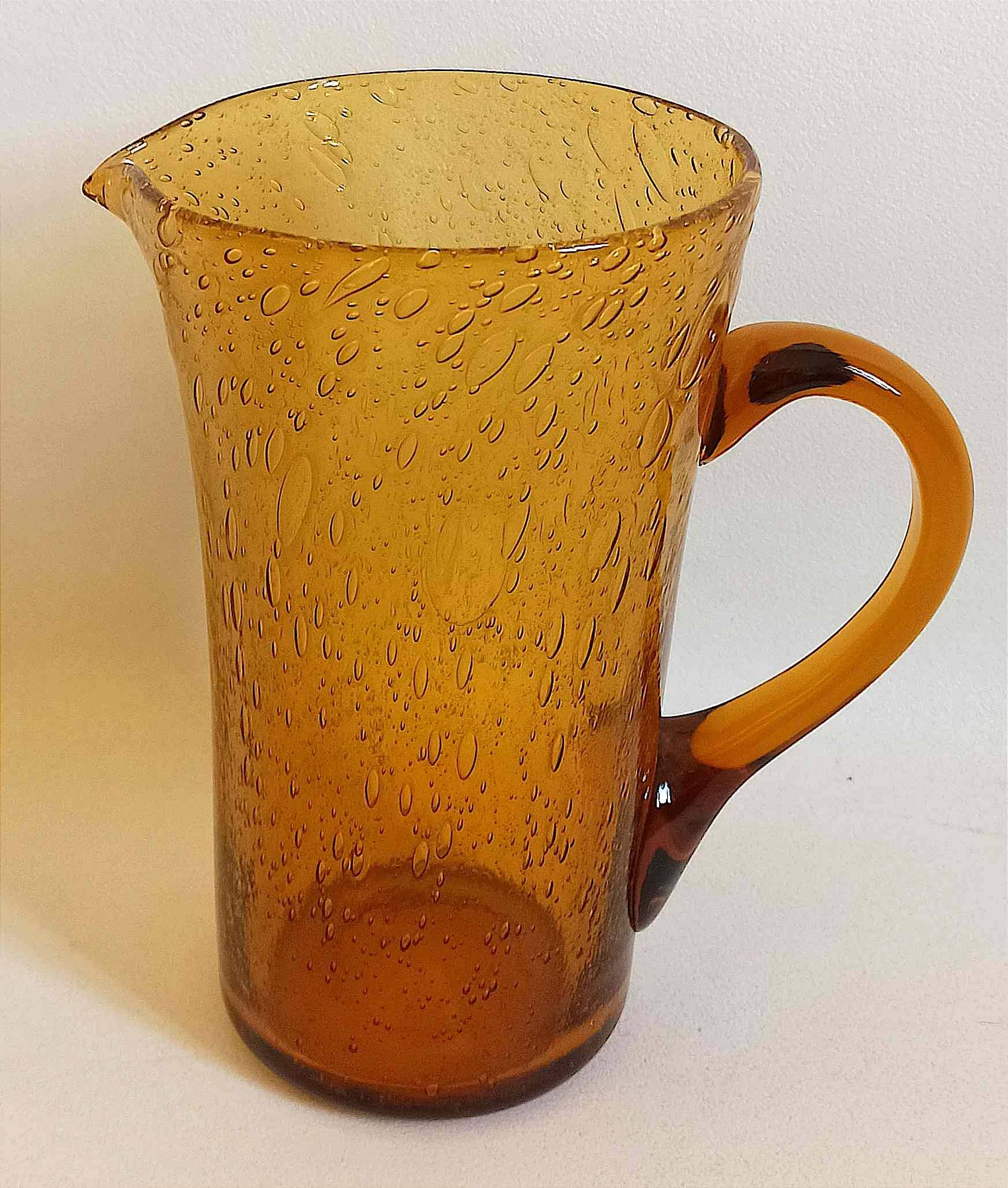 Biot carafe, amber glass, 1970s, height 21 cm