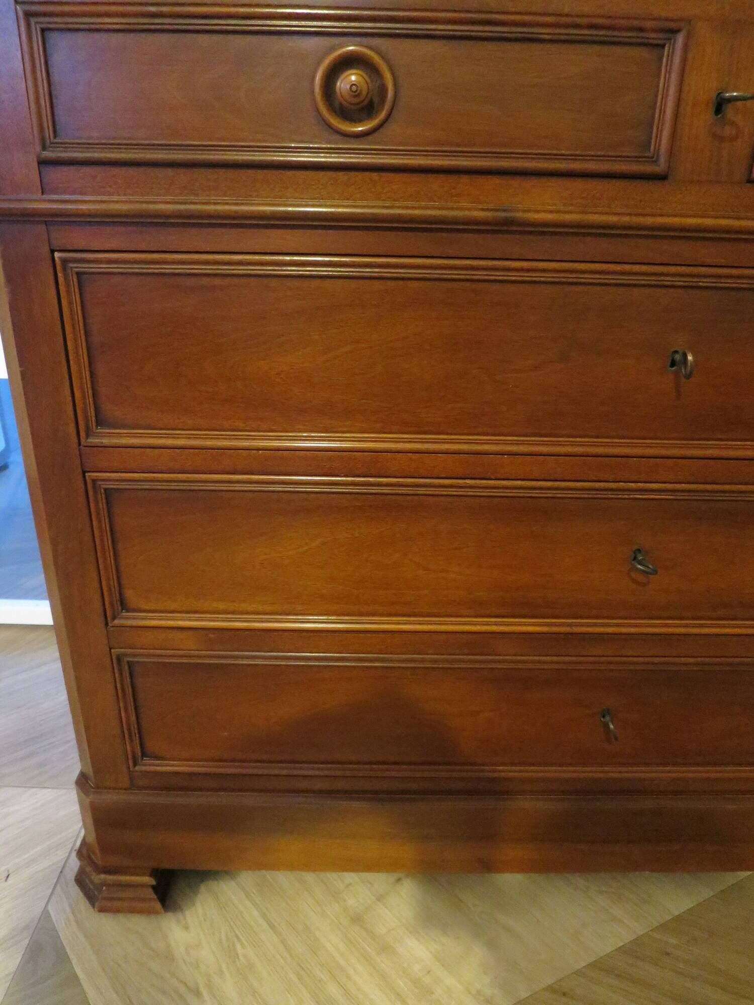 Rare - Pretty Louis Philippe chest of drawers – Mahogany – 5 drawers – 4 locks – Barn furniture