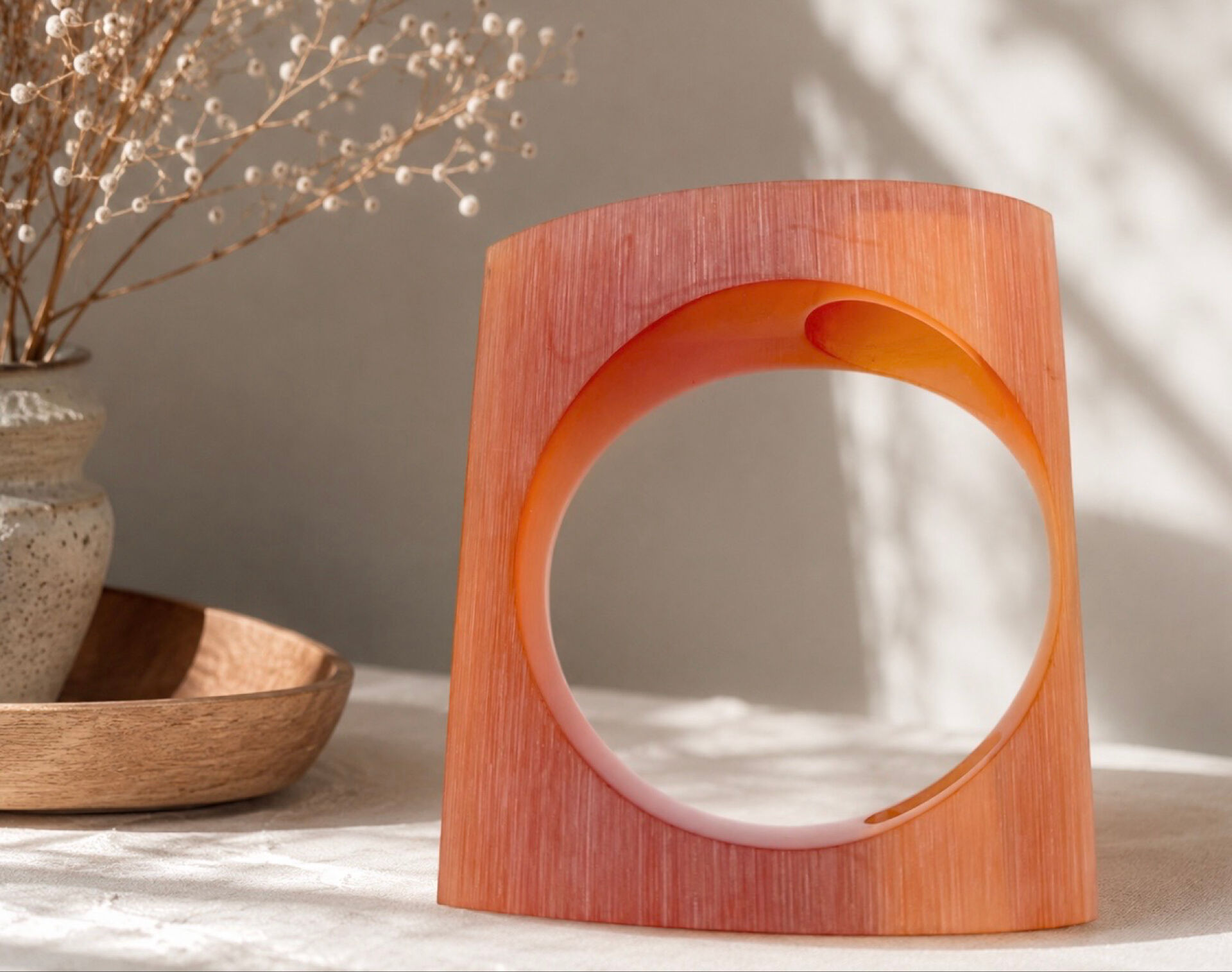 Translucent amber resin vase – Jacqueline Guénot, Full Moon® Paris