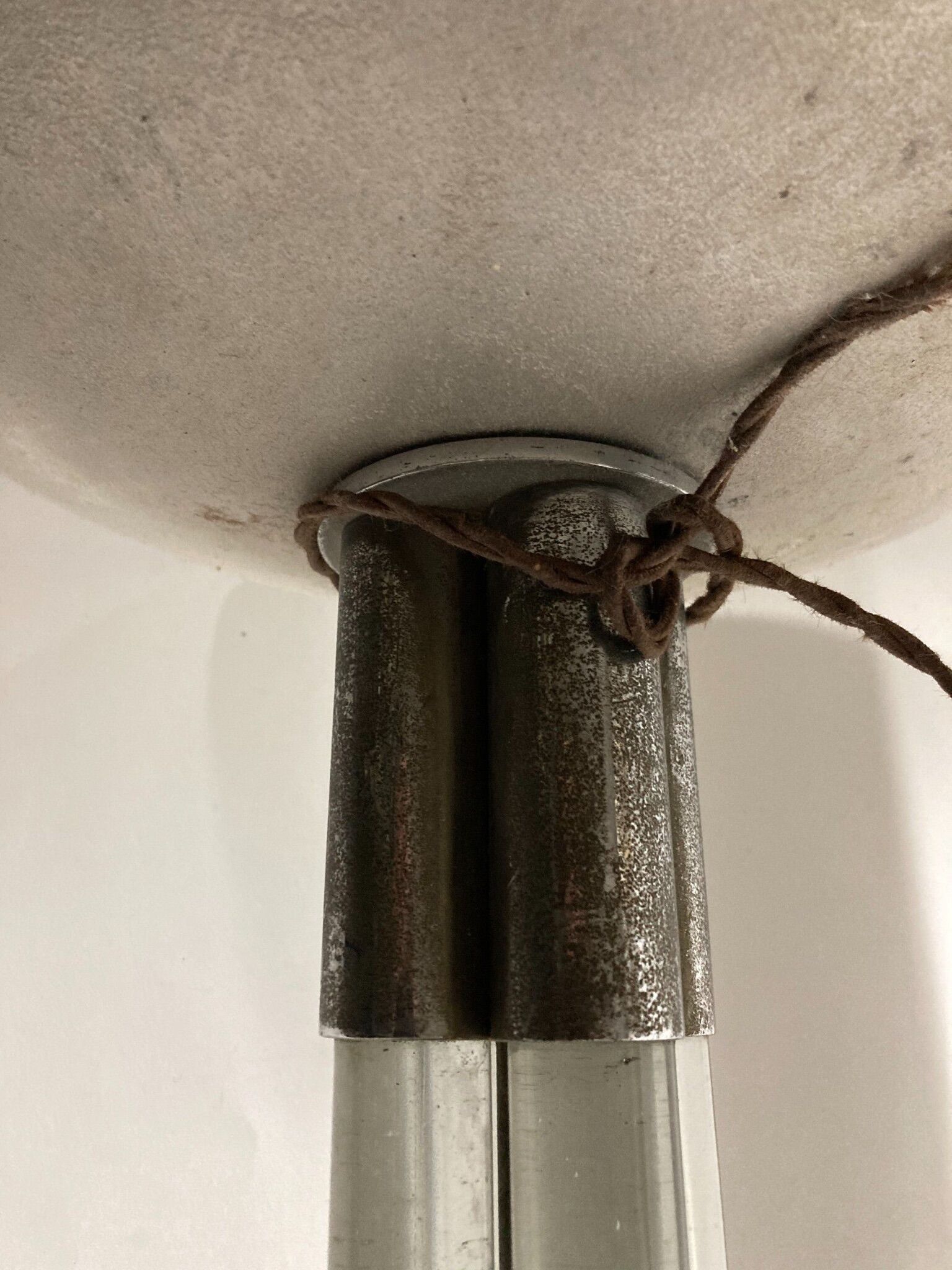 Steel and solid glass lamp from the 40s/50s