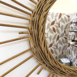 Vintage rattan sun mirror 1960 60cm