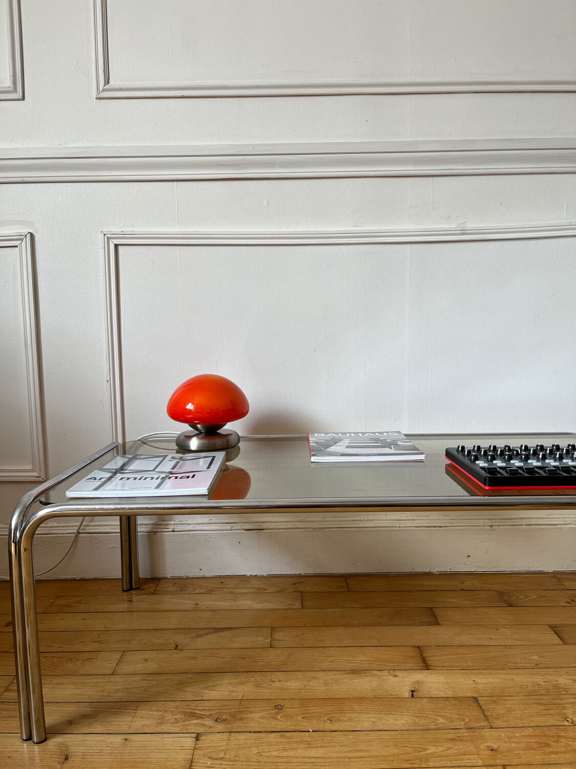 Vintage smoked glass coffee table