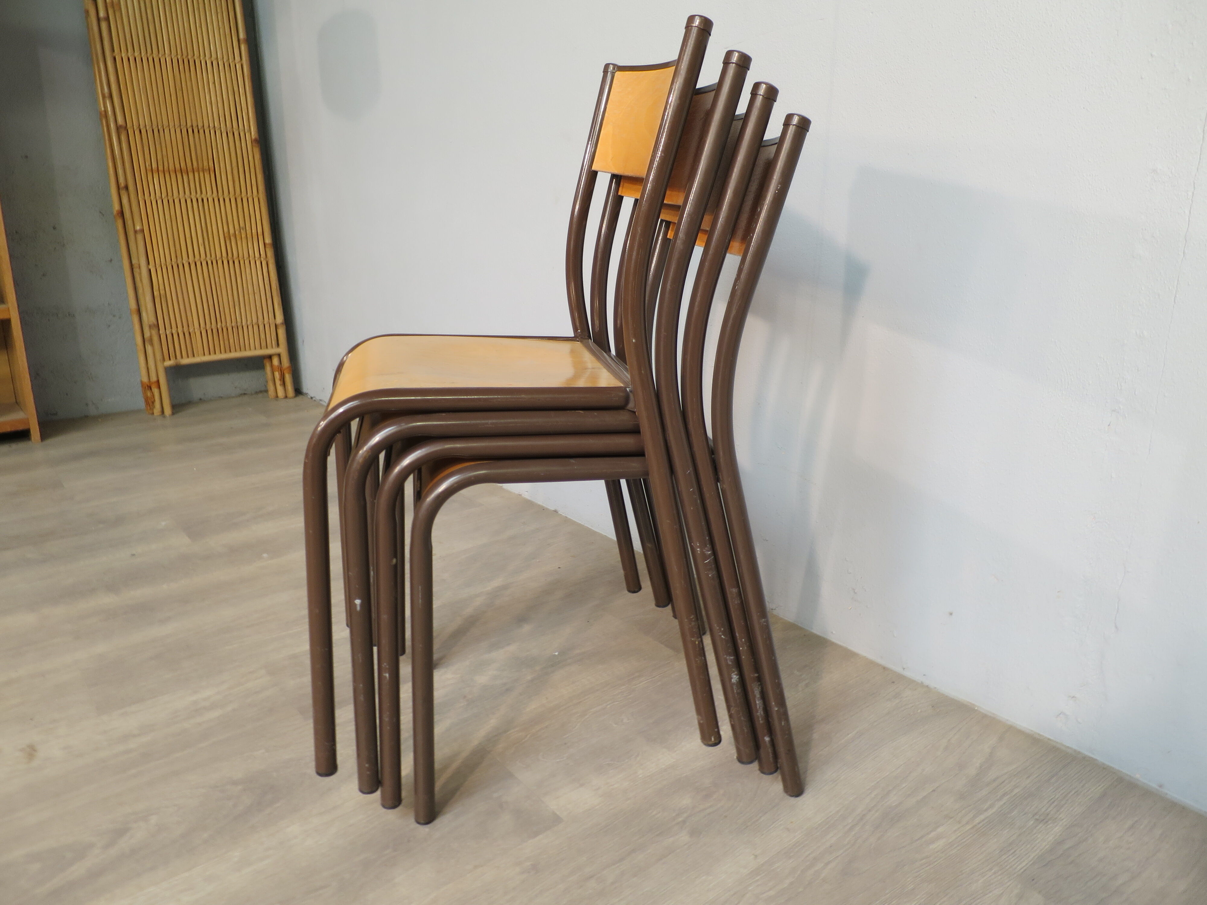 4 vintage Mullca school chairs