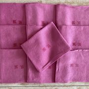 Set of 10 monogrammed pink napkins MB - 78x65 cm - cotton