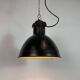 Industrial Bauhaus Black Enamel Pendant Light, 1930s