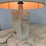 Mid Century Modernist Brutalist Italian Travertine table lamp, 1960s