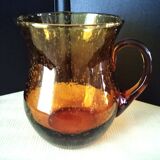 Pitcher, pot-bellied jug in bubbled glass 1.9 L