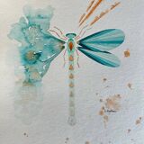 Affiche libellule bleue 30x40